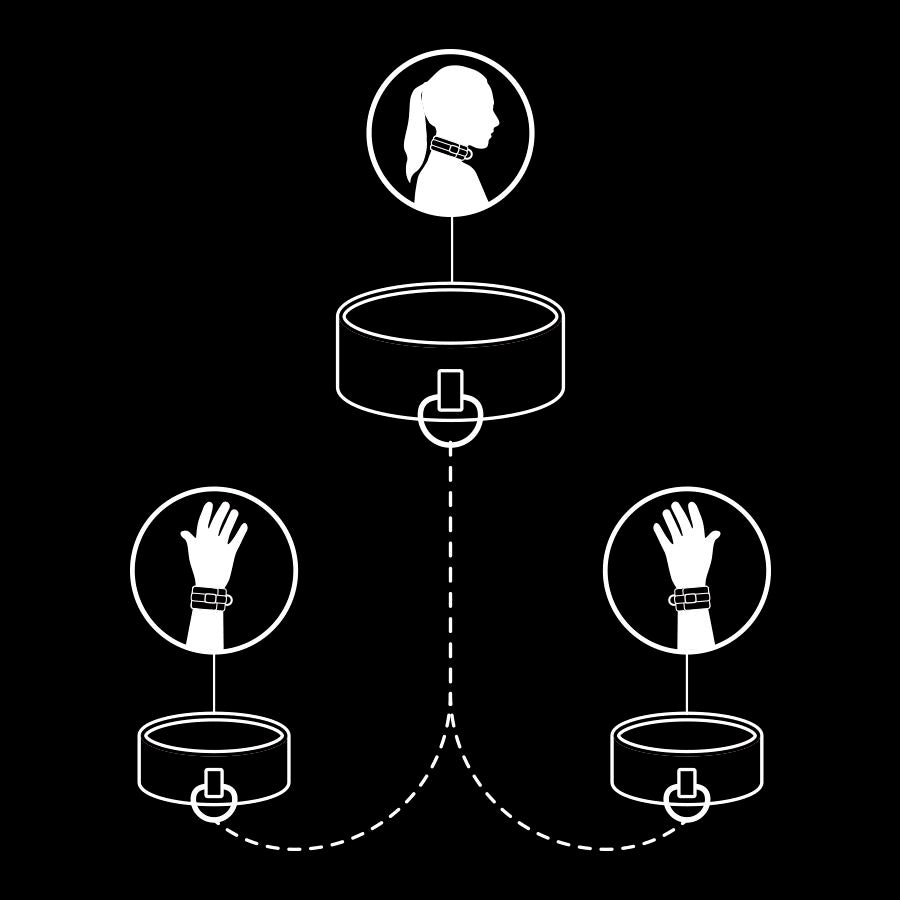 COLLAR Y ESPOSAS DE CUERO VEGANO CON FORRO DE NOPRENE