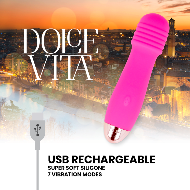 DOLCE VITA™ - PINK 7 THREE-SPEED RECHARGEABLE VIBRATOR