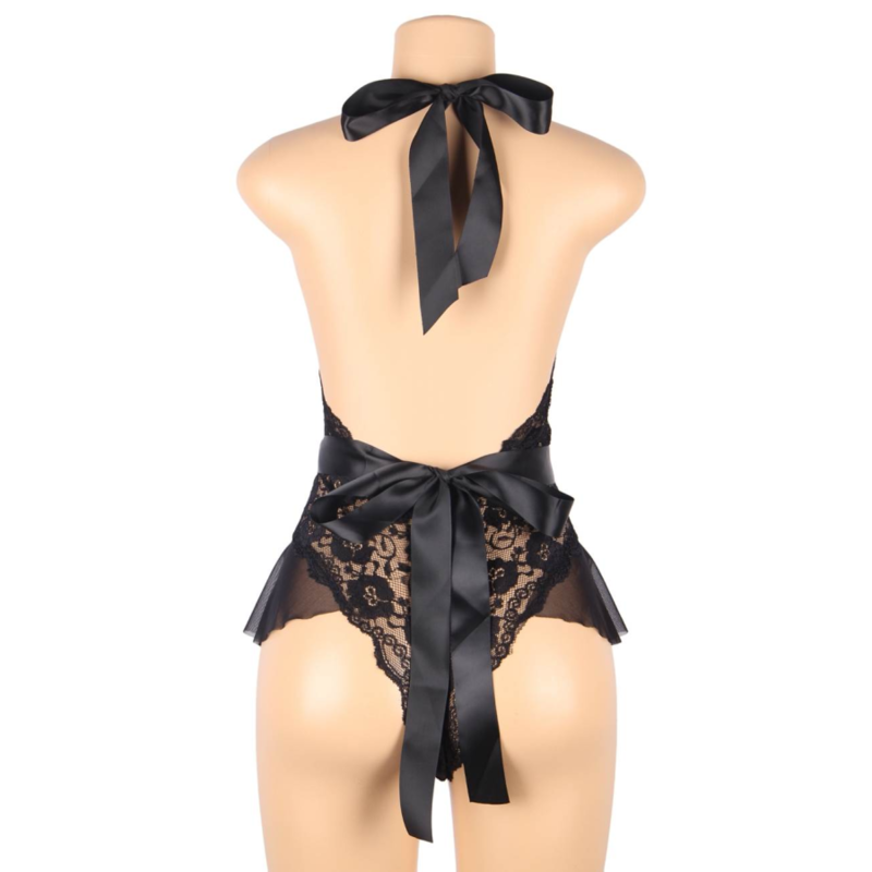 RAINHA LINGERIE PROFUNDA V PELUCHE DE RENDA SEM TRASEIRO S / M