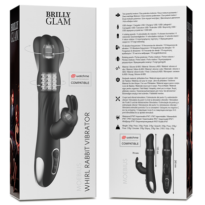 BRILLY GLAM™- MOEBIUS COELHO VIBRADOR E ROTADOR WATCHME TECNOLOGIA SEM FIO COMPATÍVEL