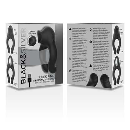 BLACK&SILVER™ - ANEL VIBRADOR DE SILICONE 3 MOTORES RECARREGÁVEIS PRETO