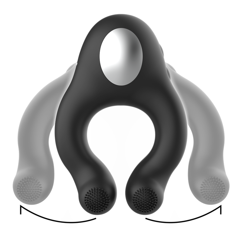 BLACK&SILVER™ - ANEL VIBRADOR DE SILICONE 3 MOTORES RECARREGÁVEIS PRETO