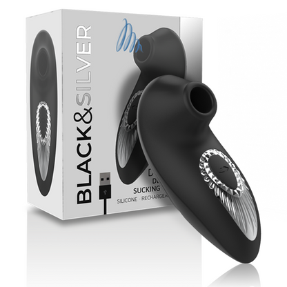 BLACK&SILVER™ - DRAKE DELUXE SUCKING VIBE SILICONE RECARREGÁVEL PRETO