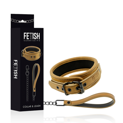 FETISH SUBMISSIVE ORIGEN - COLLAR FORRO DE NEOPRENO CON CADENA