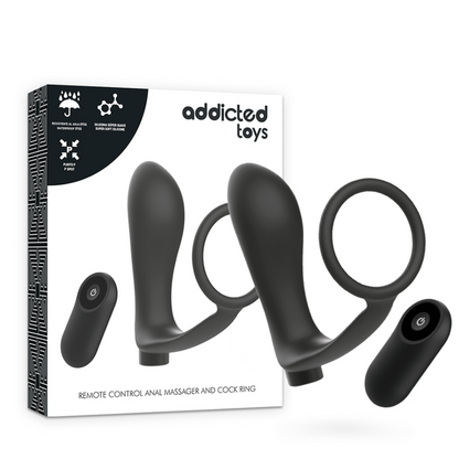 ANILLO PARA EL PENE CON CONTROL REMOTO PLUG ANAL NEGRO RECARGABLE