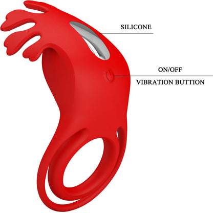 ANEL VIBRADOR RUBEN 7 VIBRAÇÕES SILICONE VERMELHO