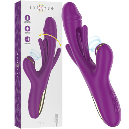 INTENSE™ - ATENEO VIBRADOR MULTIFUNÇÃO RECARREGÁVEL 7 VIBRAÇÕES COM LÍNGUA OSCILANTE E SUCÇÃO ROXA