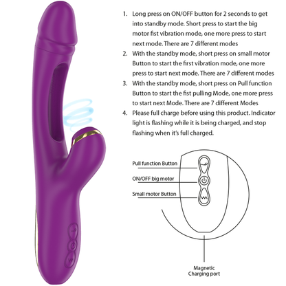 INTENSE™ - ATENEO VIBRADOR MULTIFUNÇÃO RECARREGÁVEL 7 VIBRAÇÕES COM LÍNGUA OSCILANTE E SUCÇÃO ROXA