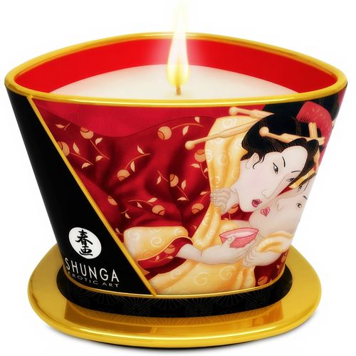 SHUNGA - VELA DE MASSAGEM MORANGOS E CAVA 170 ML