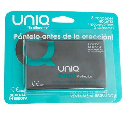 UNIQ - PRESERVATIVOS SMART PREERECCIÓN SIN LÁTEX 3 UNIDADES