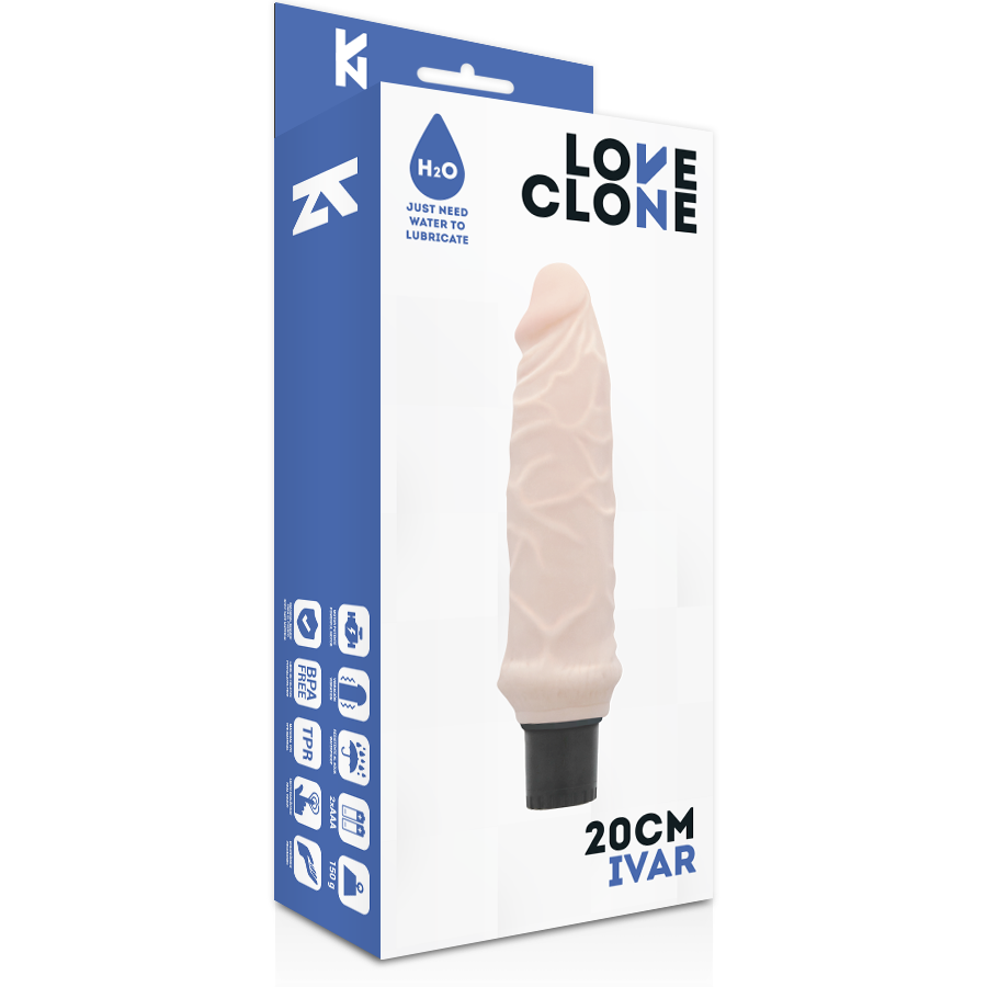 VIBRADOR DE AUTOLUBRIFICAÇÃO LOVECLONE IVAR 20CM