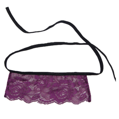 SUBBLIME CORSET - THONG E BLINDFOLD PRETO E ROXO S / M