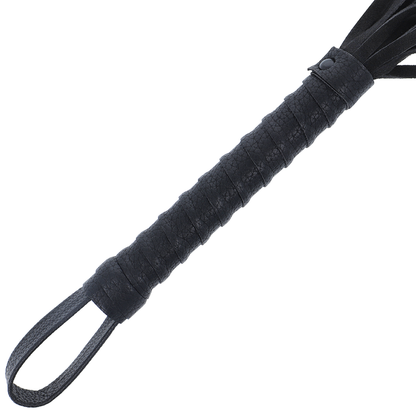 DARKNESS - BLACK BONDAGE WHIP WITH LEATHER HANDLE