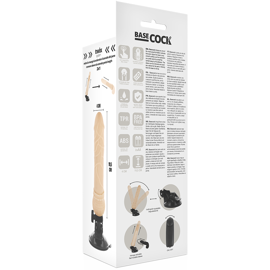 BASECOCK™ - VIBRADOR DE CONTROLE REMOTO NATURAL REALISTA BASECOCK 19,5 CM