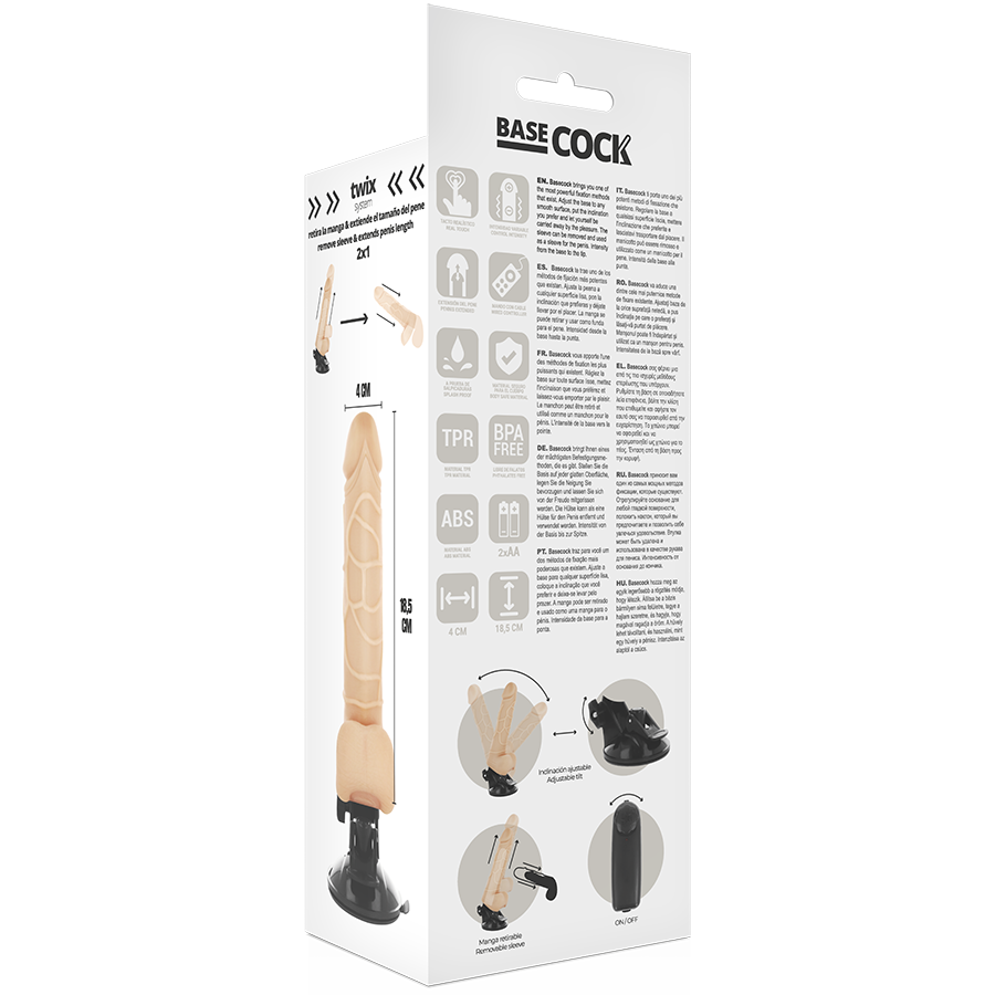 BASECOCK™ - VIBRADOR DE CONTROLE REMOTO NATURAL REALISTA 18,5 CM