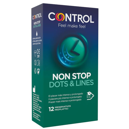 CONTROL NONSTOP DOTS AND LINES PRESERVATIVOS 12 UNIDADES