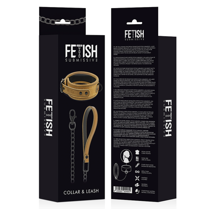 FETISH SUBMISSIVE ORIGEN - COLLAR FORRO DE NEOPRENO CON CADENA