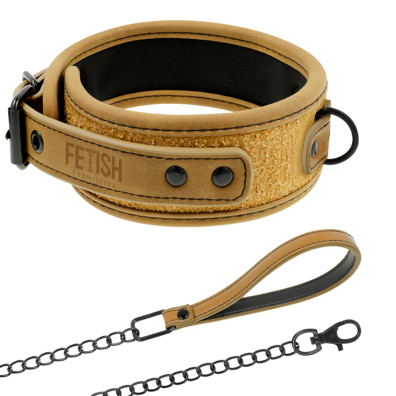 FETISH SUBMISSIVE ORIGEN - COLLAR FORRO DE NEOPRENO CON CADENA