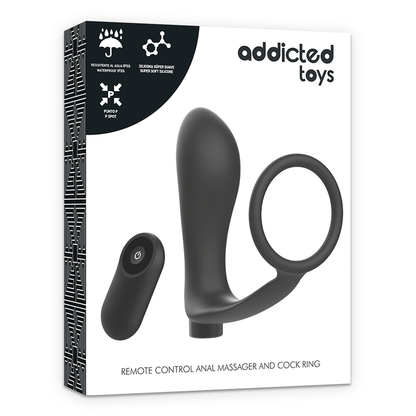 ANILLO PARA EL PENE CON CONTROL REMOTO PLUG ANAL NEGRO RECARGABLE