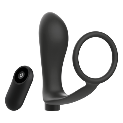 ANILLO PARA EL PENE CON CONTROL REMOTO PLUG ANAL NEGRO RECARGABLE