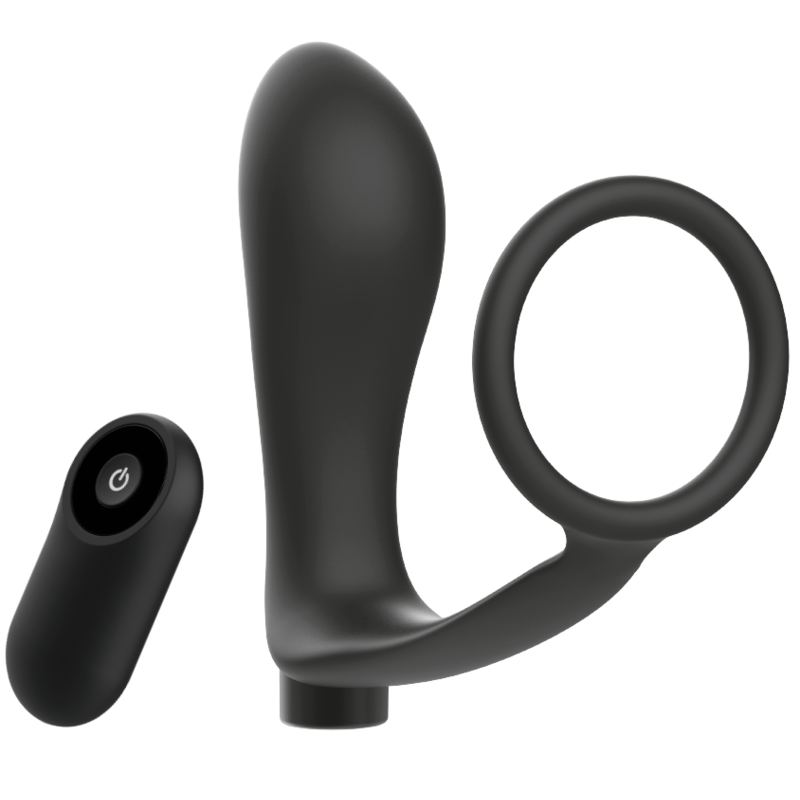 ANILLO PARA EL PENE CON CONTROL REMOTO PLUG ANAL NEGRO RECARGABLE